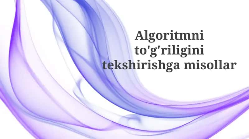 Algoritmnito'g'riliginitekshirishgamisollar