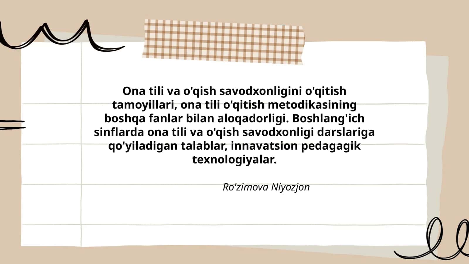 Ona tili va o'qish savodxonligini o'qitish tamoyillari