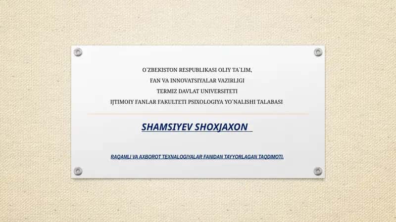 Zamonaviy taqdimotlar bilan ishlash