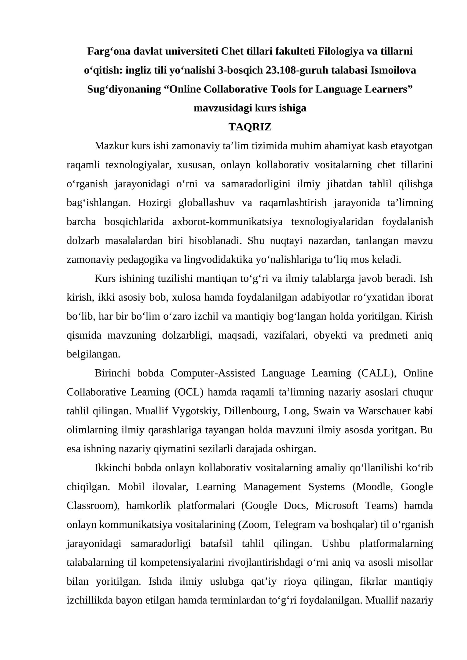 Online Collaborative Tools for Language Learners