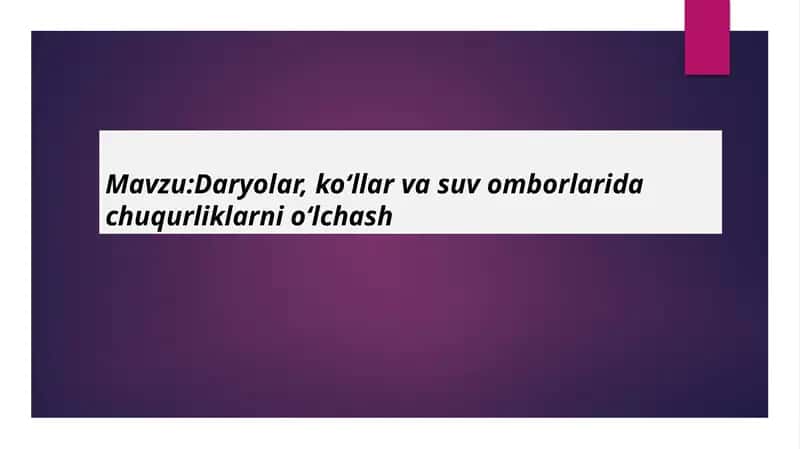 Chuqurlik o'lchashishlari