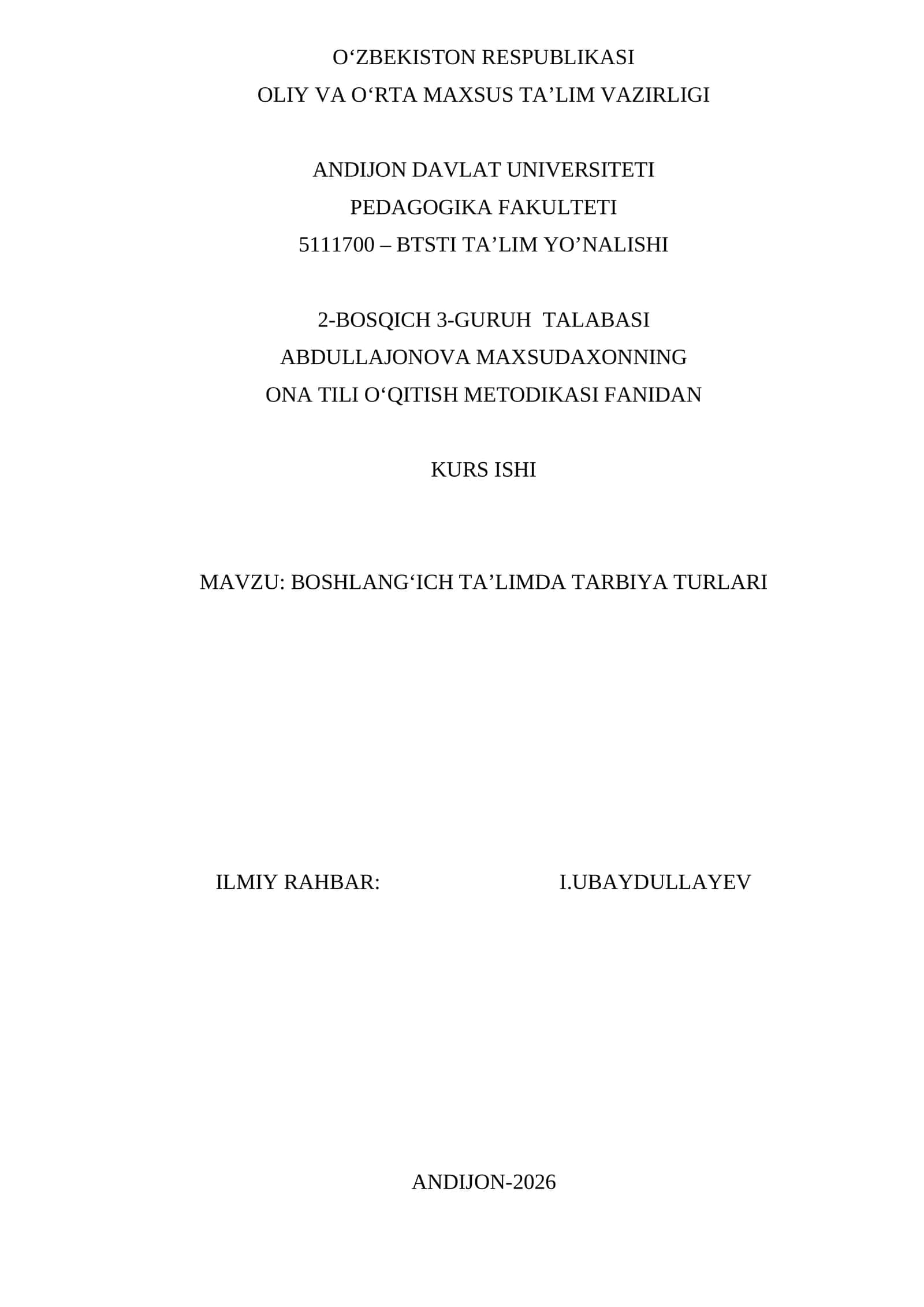 Aqliy va axloqiy tarbiya