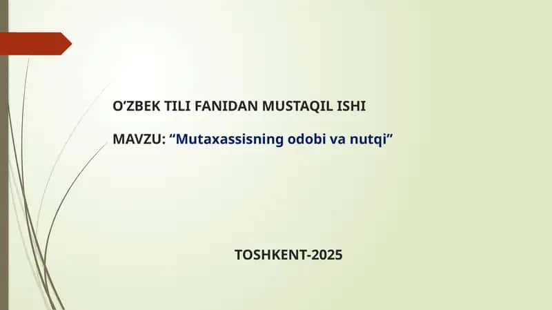 Mutaxassisning odobi va nutqi