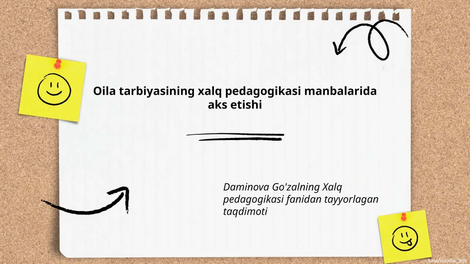 Daminova Go'zalning Xalq pedagogikasi fanidan tayyorlagan taqdimoti