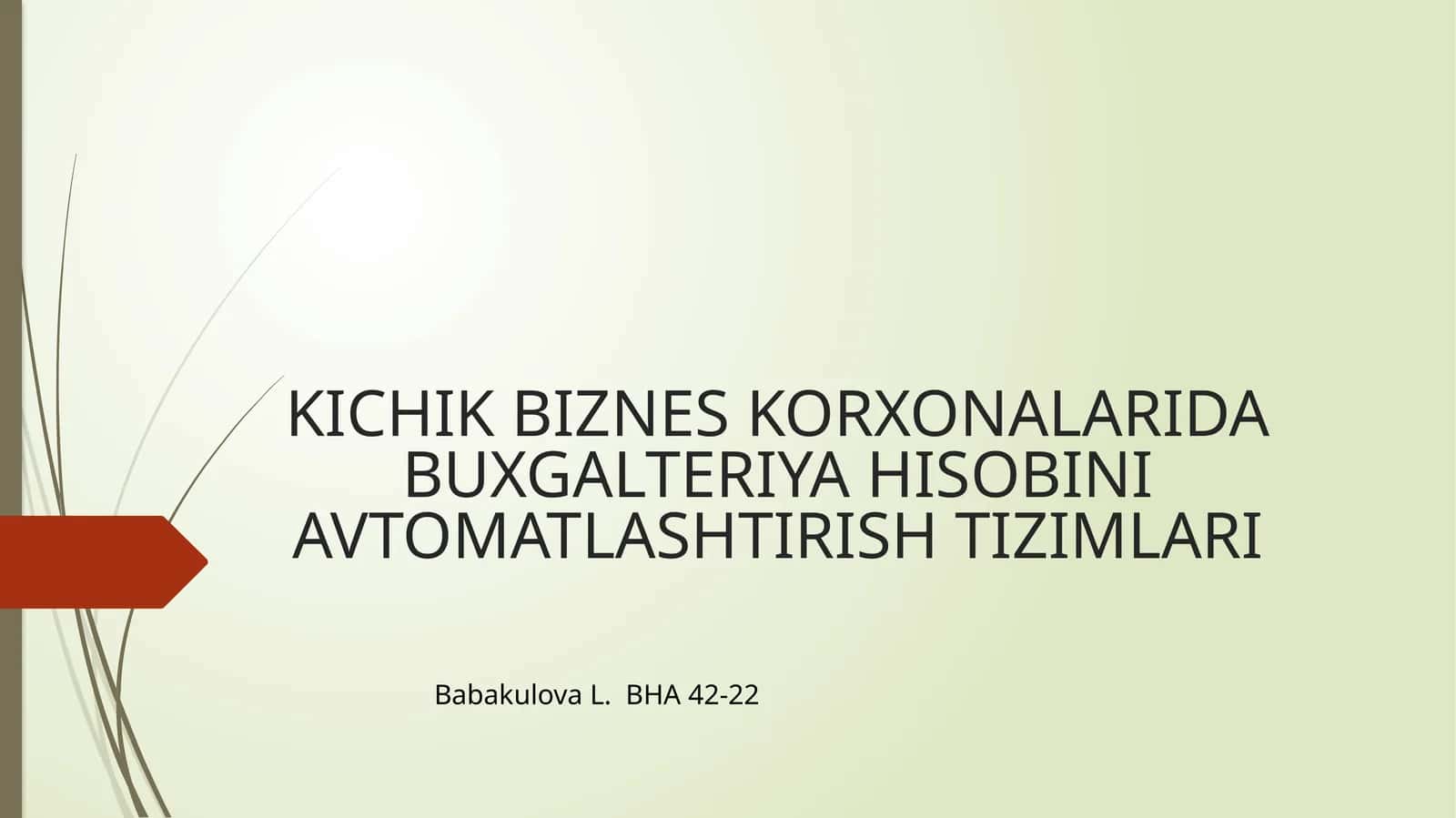 KICHIK BIZNES KORXONALARIDA BUXGALTERIYA HISOBINI AVTOMATLASHTIRISH TIZIMLARI