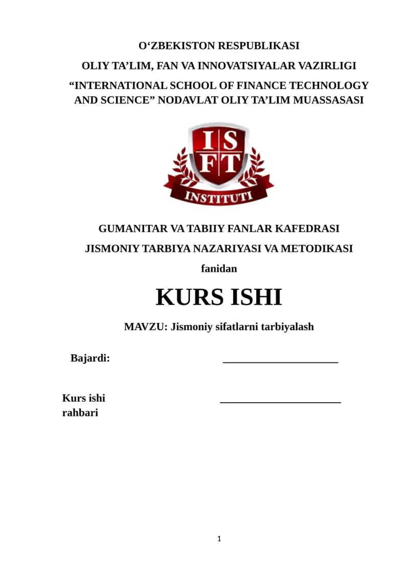 Jismoniy sifatlarni tarbiyalash