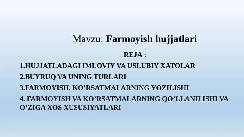 Farmoyish hujjatlari