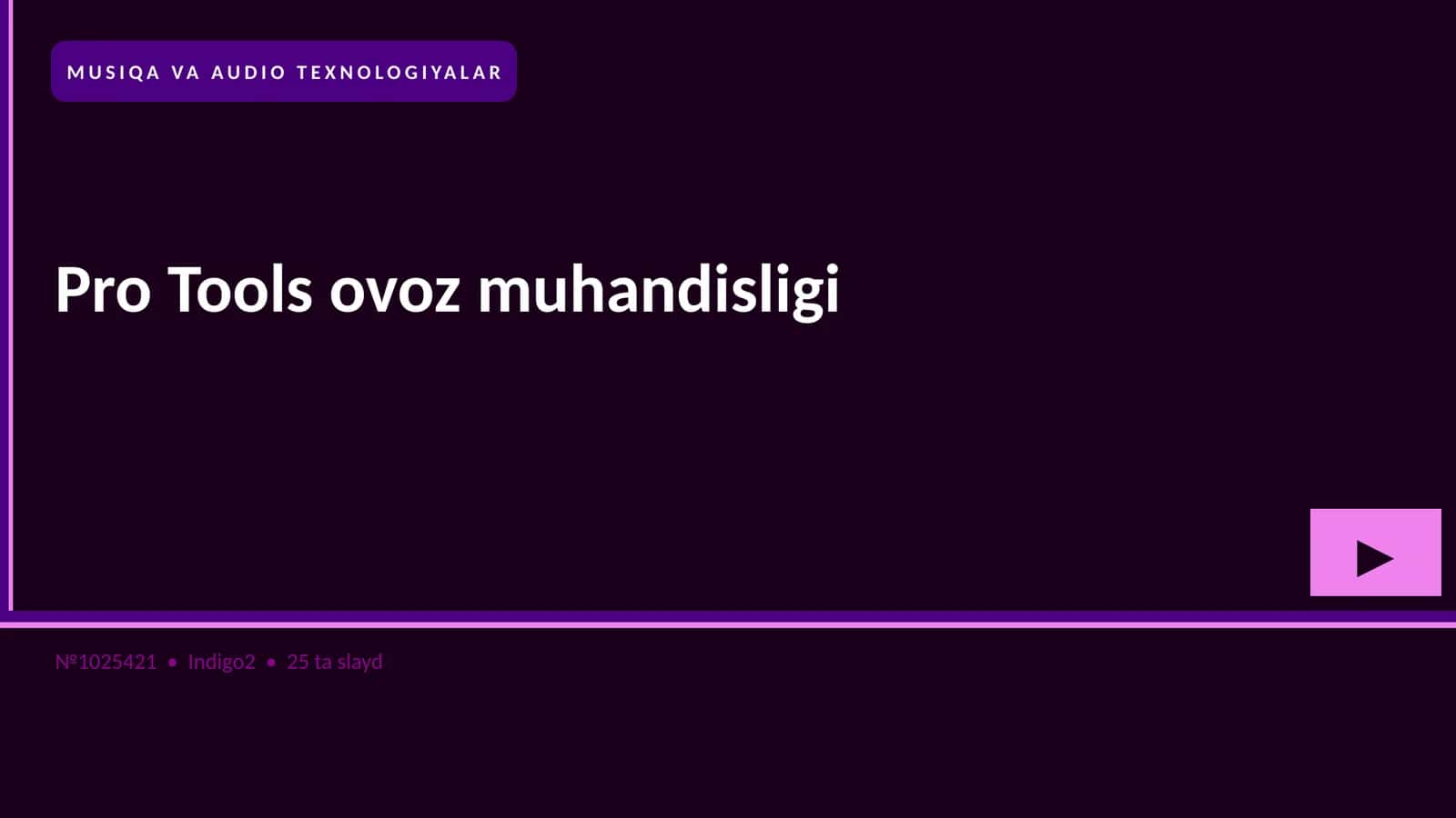 Pro Tools ovoz muhandisligi