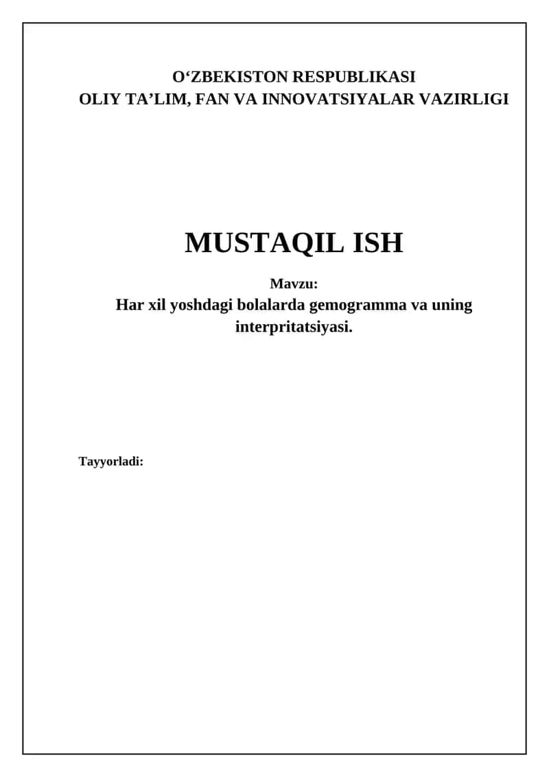 Gemogramma va uning interpritatsiyasi