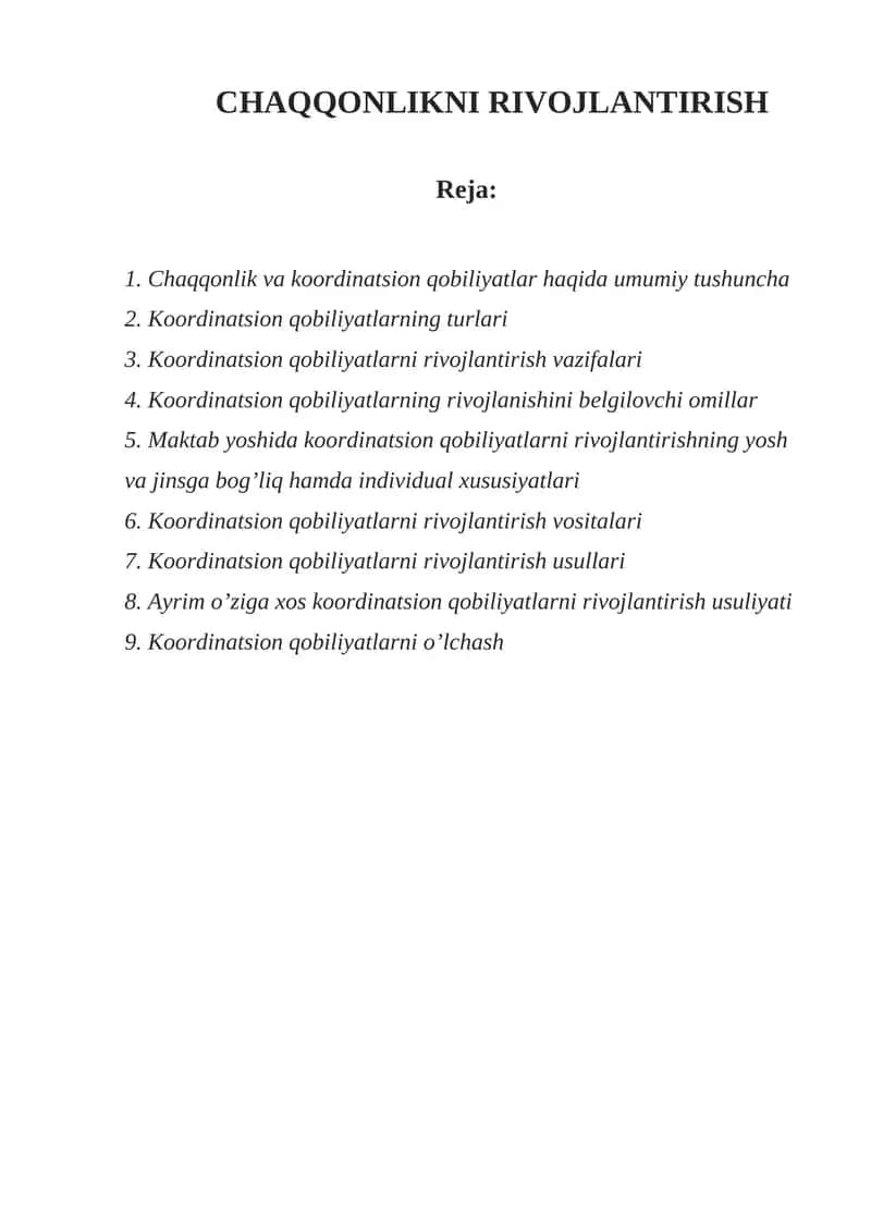 Chaqqonlikni Rivojlantirish