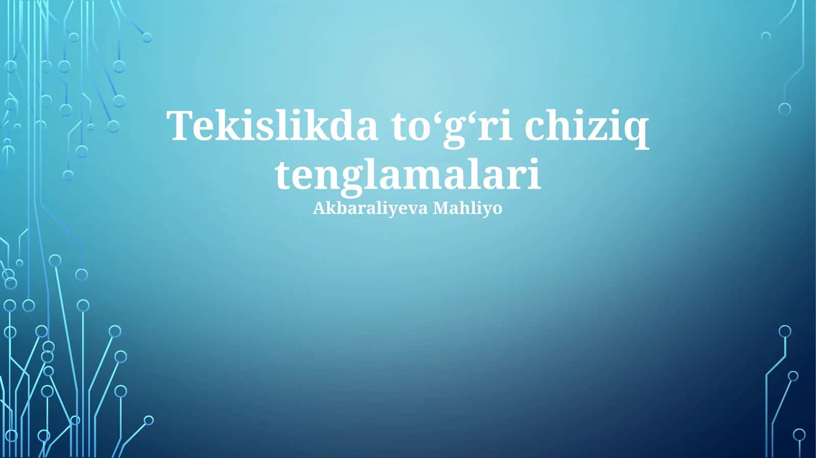 Tekislikda toʻgʻri chiziq tenglamalari