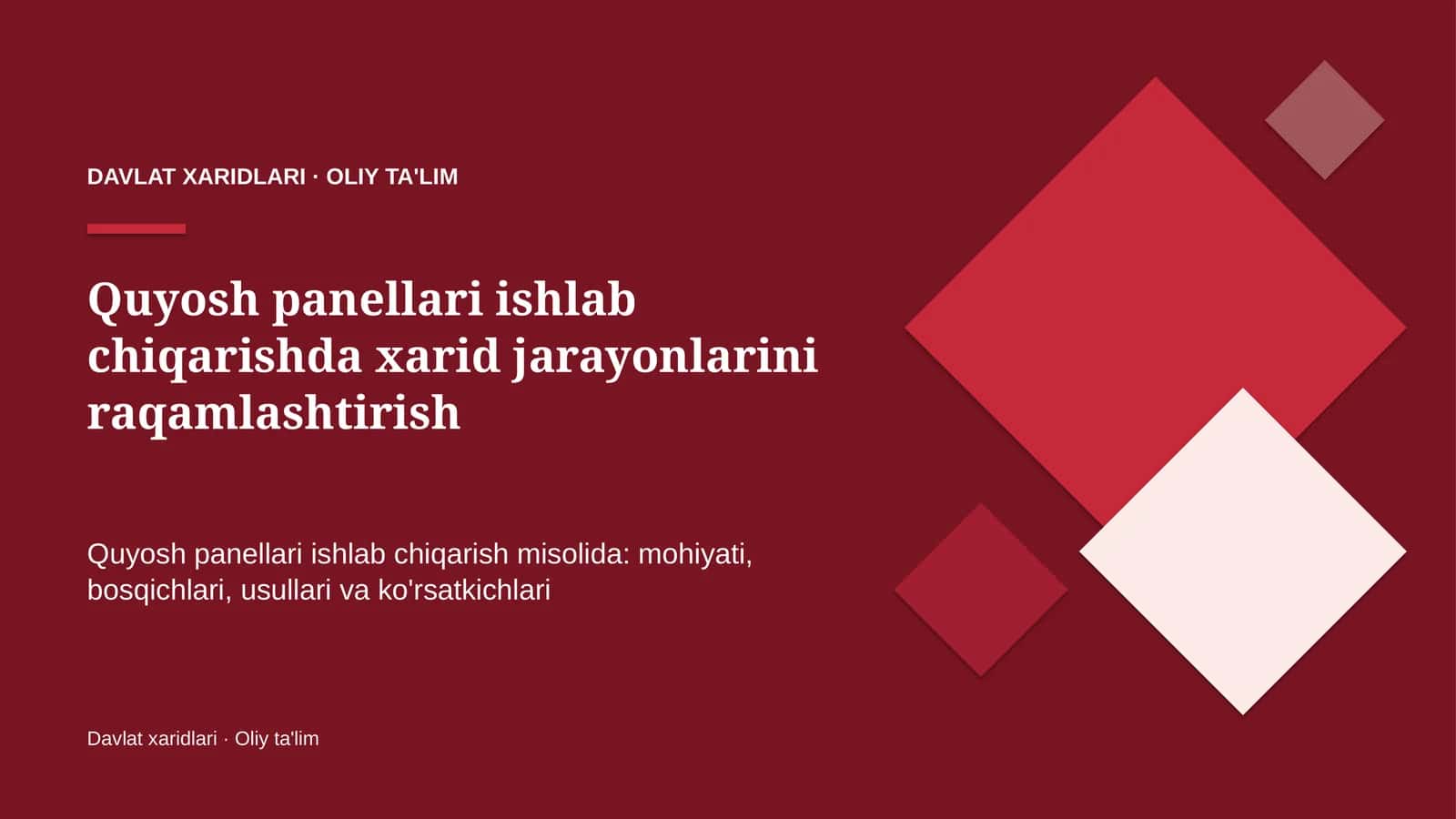 Quyosh panellari ishlab chiqarishda xarid jarayonlarini raqamlashtirish