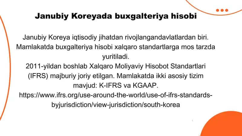 Janubiy Koreyada buxgalteriyahisobi