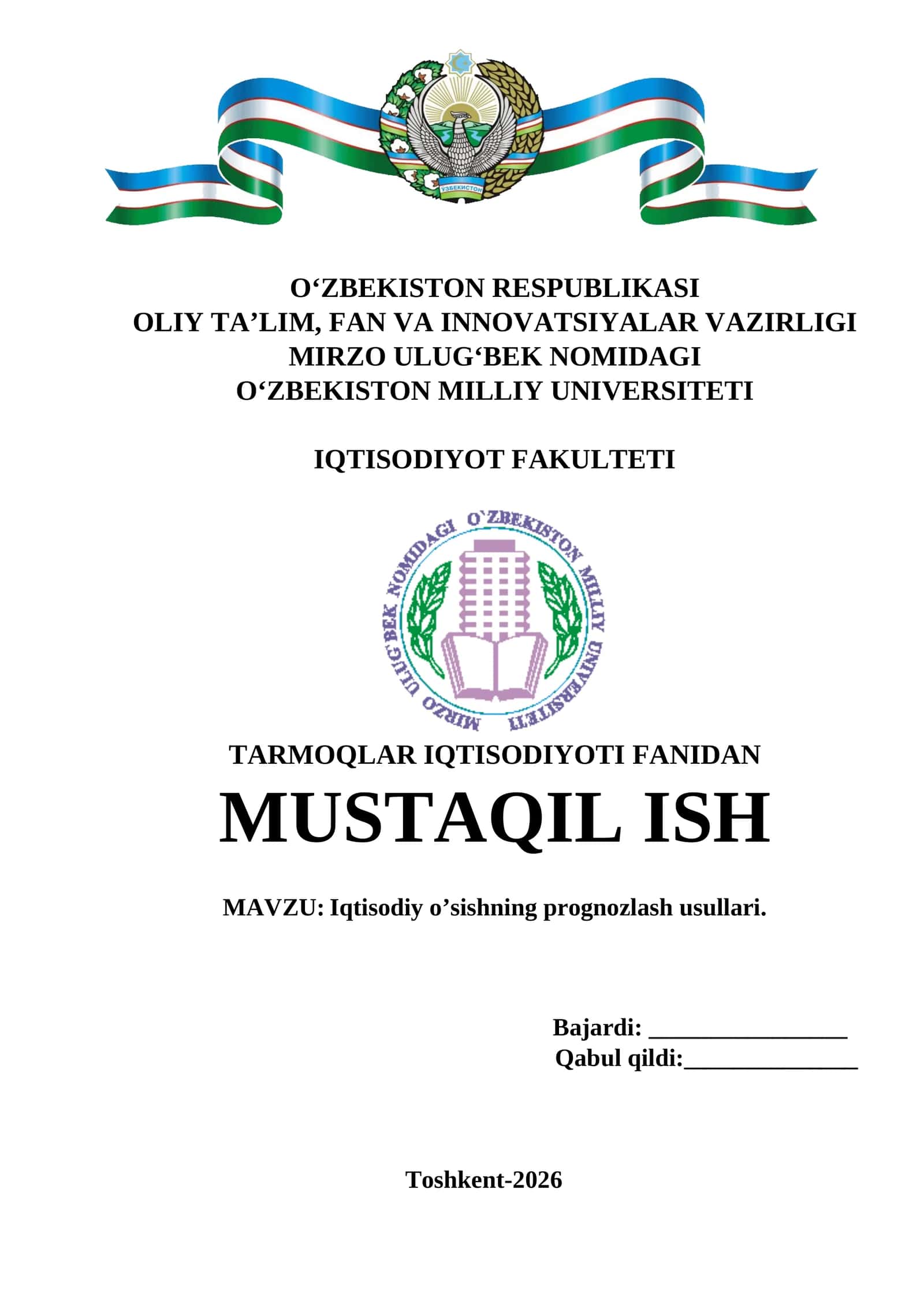 Iqtisodiy o’sishning prognozlash usullari