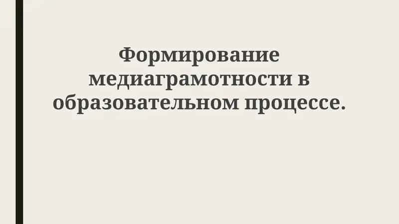 Медиаграмотность в образовательном процессе