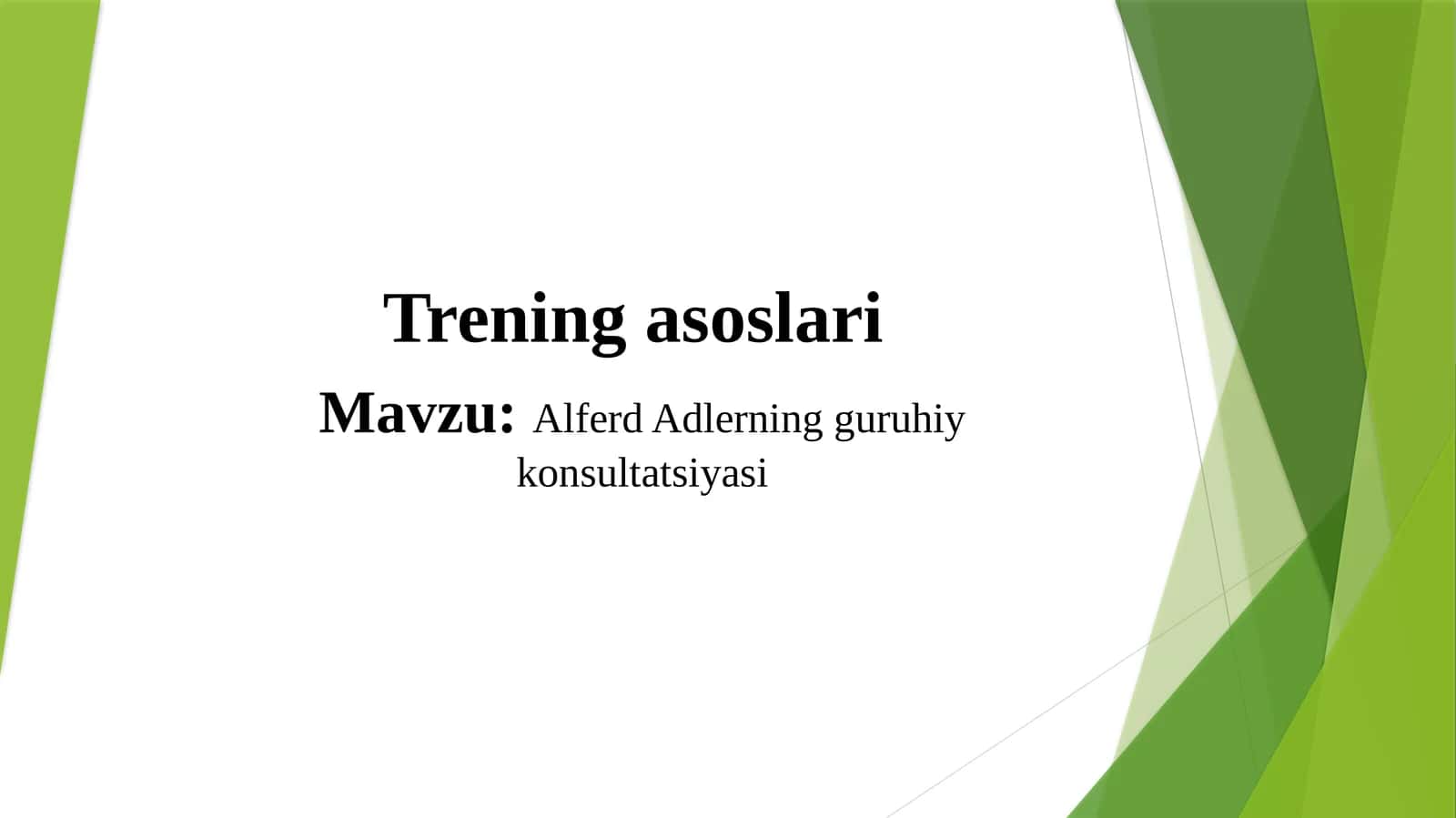 Alferd Adlerning guruhiy konsultatsiyasi