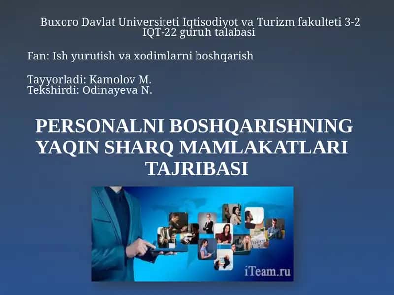 PERSONALNI BOSHQARISHNING YAQIN SHARQ MAMLAKATLARI TAJRIBASI