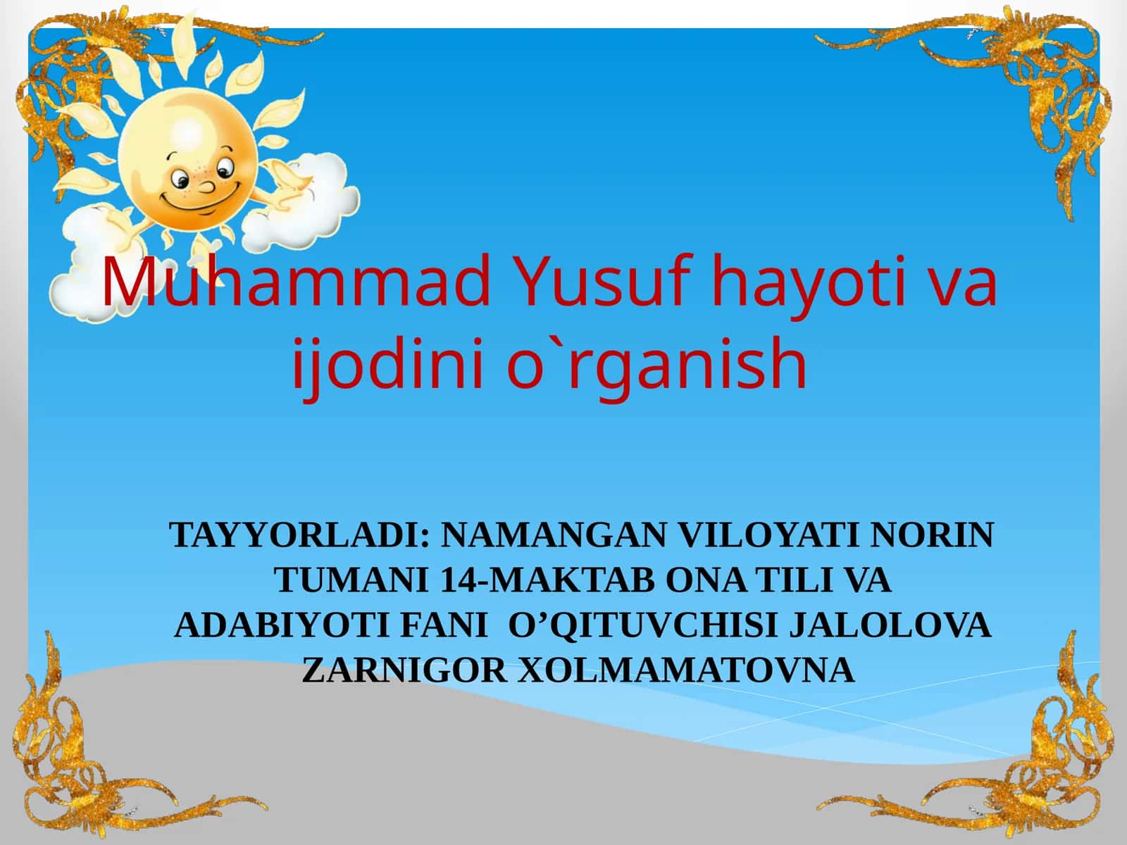 Muhammad Yusuf hayoti va ijodini o'rganish