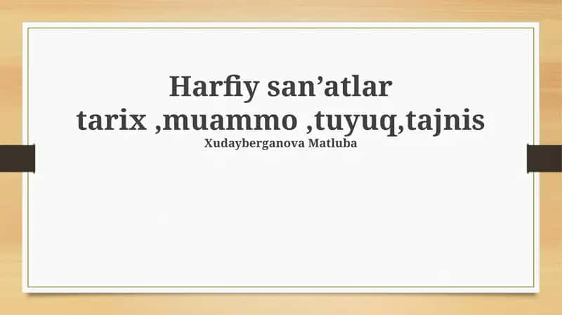 Harfiy san’atlar tarix