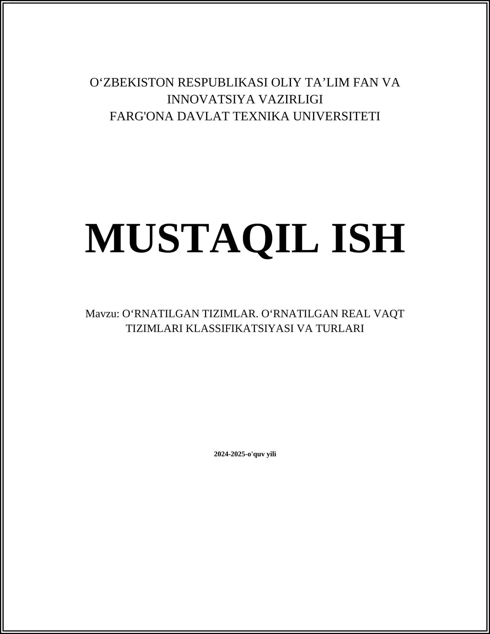 O'rnatilgan tizimlar