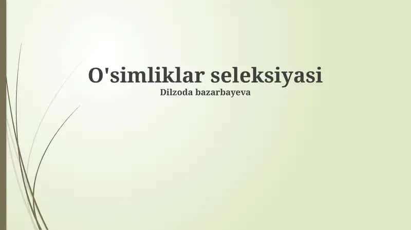 O'simliklar seleksiyasi