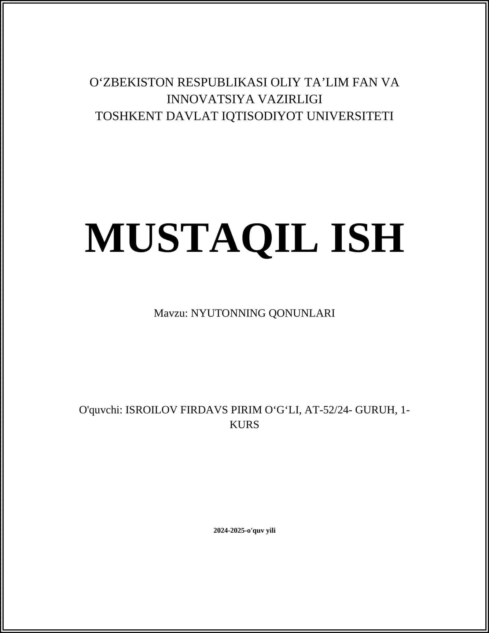 NYUTONNING QONUNLARI