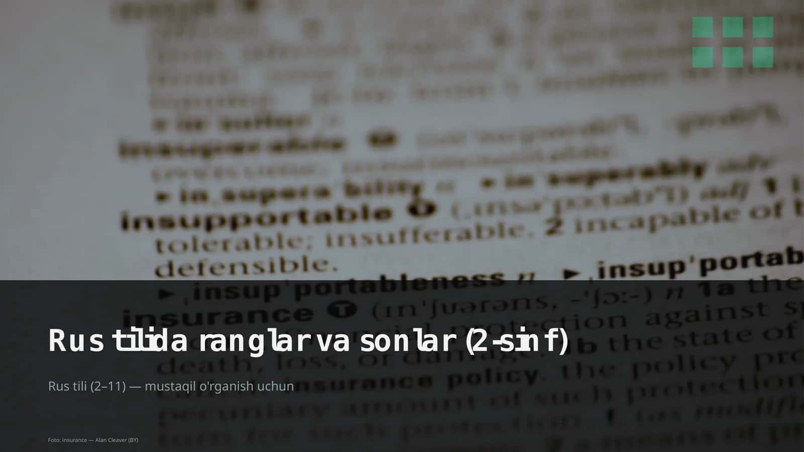 Rus tilida ranglar va sonlar (2-sinf)