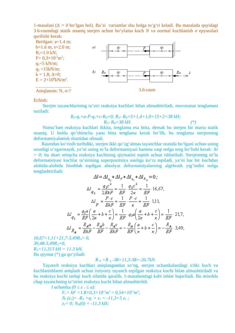 1-masalasi (∆ = 0 bo‘lgan hol)