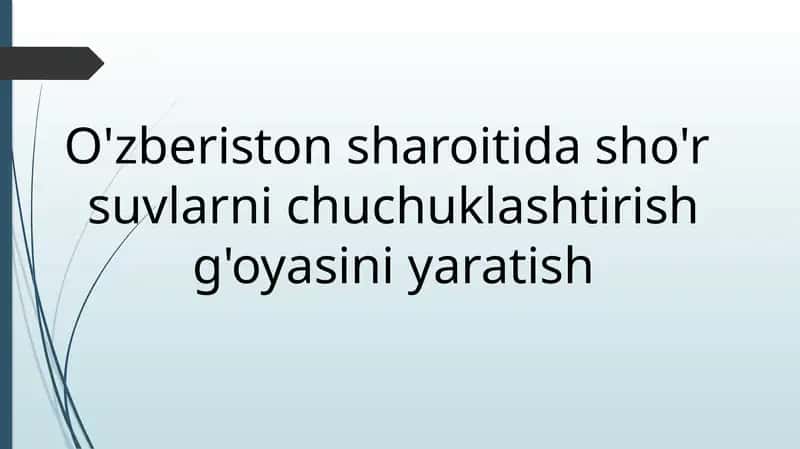 O'zberistonsharoitidasho'r suvlarnichuchuklashtirishg'oyasi