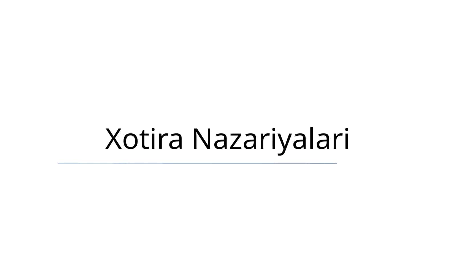 Xotira Nazariyalari