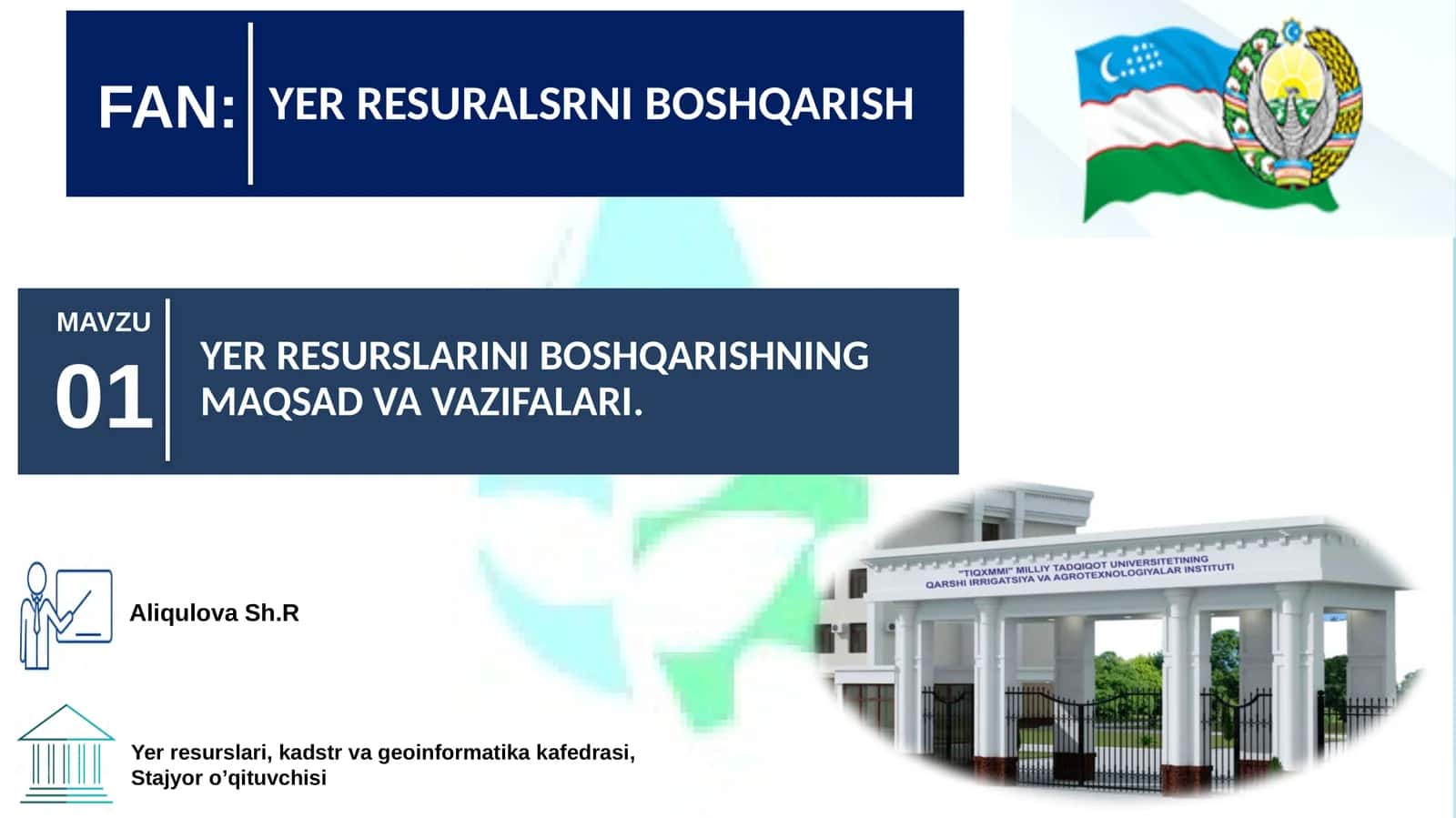 MAVZU01 YER RESURALSRNI BOSHQARISH