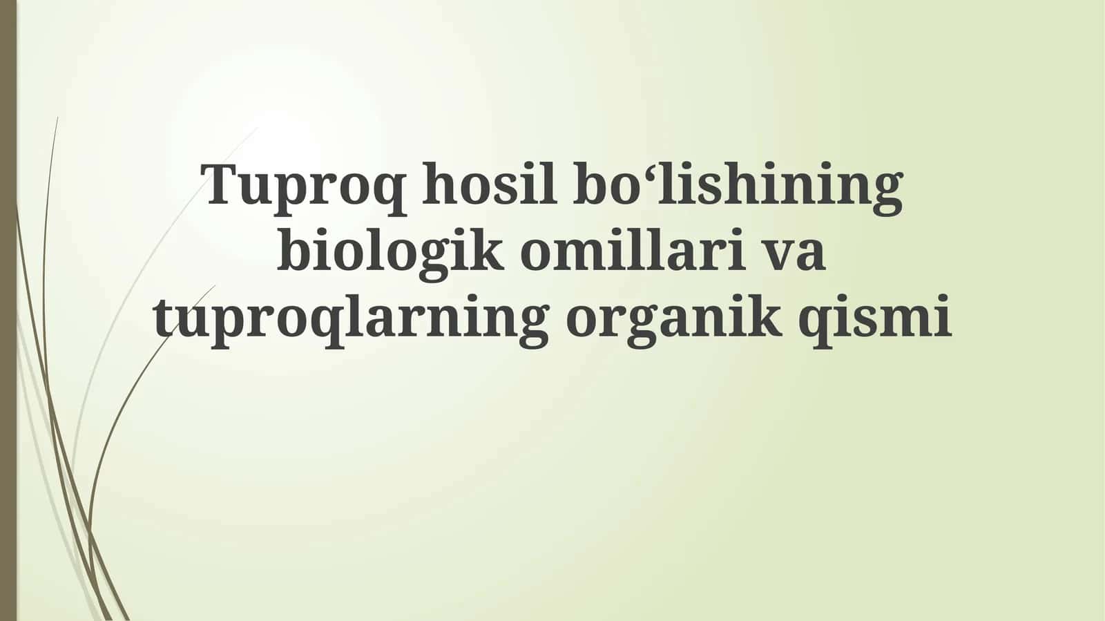 Tuproq hosil bo'lishining biologik omillari