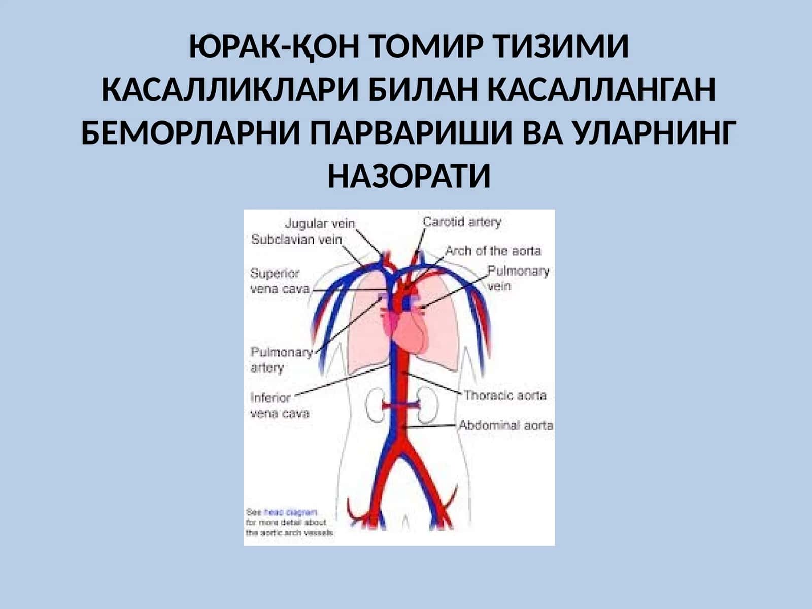 ЮРАК-ҚОН ТОМИР ТИЗИМИ КАСАЛЛИКЛАРИ БИЛАН КАСАЛЛАНГАН БЕМОРЛАРНИ ПАРВАРИШИ ВА УЛАРНИНГ НАЗОРАТИ