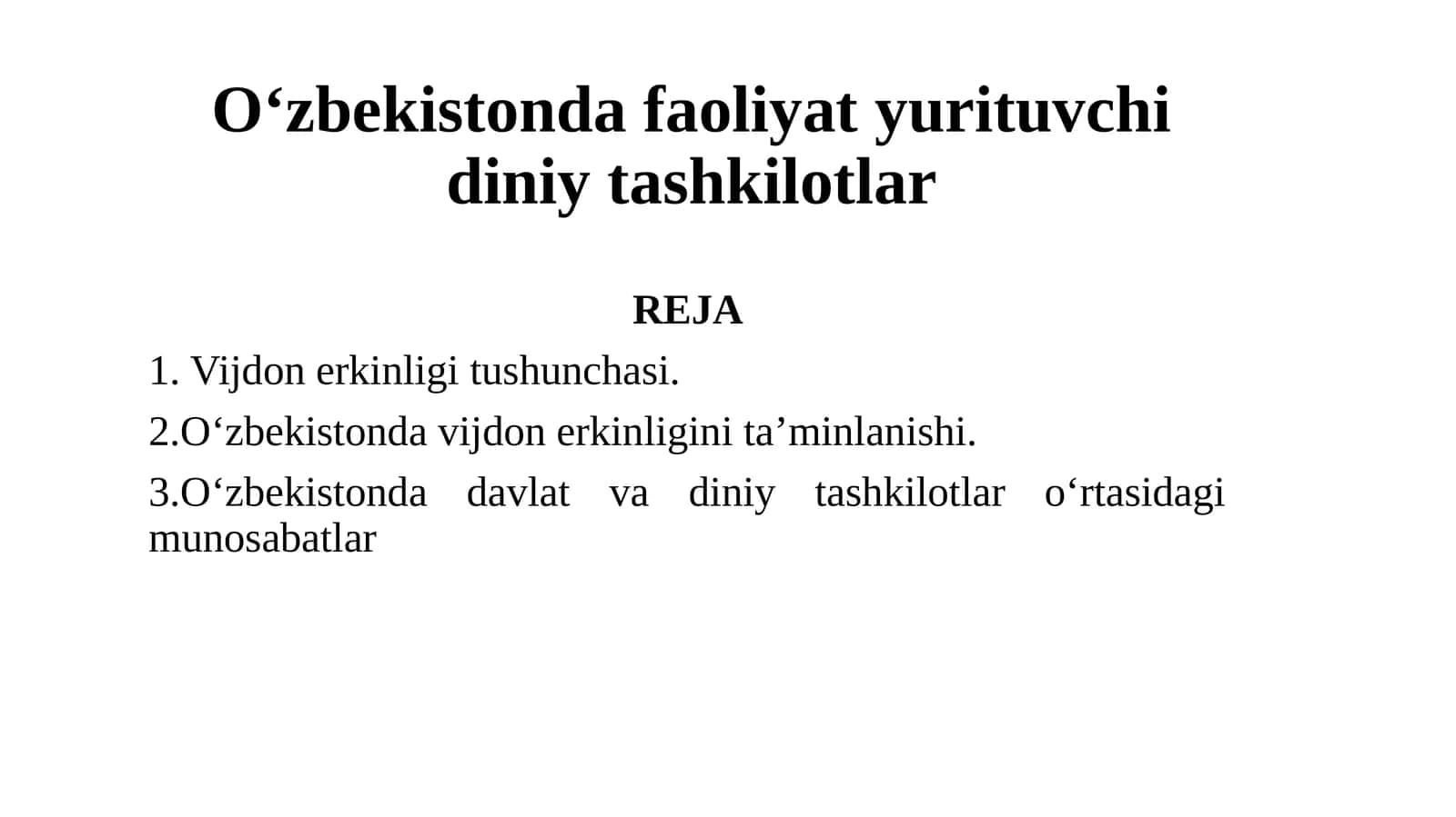 O‘zbekistondagi faoliyat yurituvchi diniy tashkilotlar