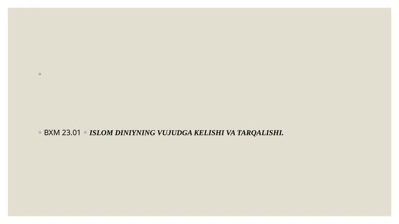 Islom dini tarixi va falsafasi