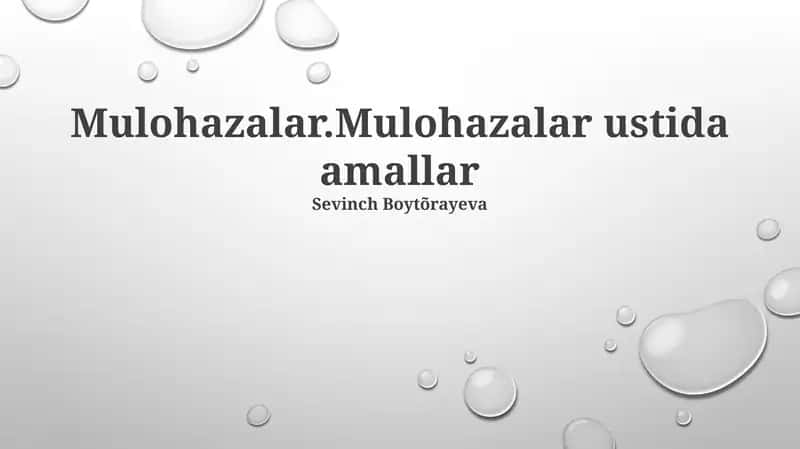 Mulohazalar ustida amallar