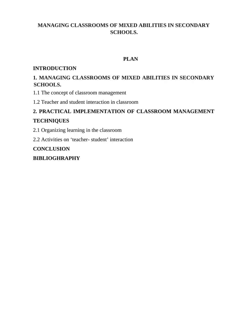Managing Classrooms of Mixed Abilities in Secondary Schools