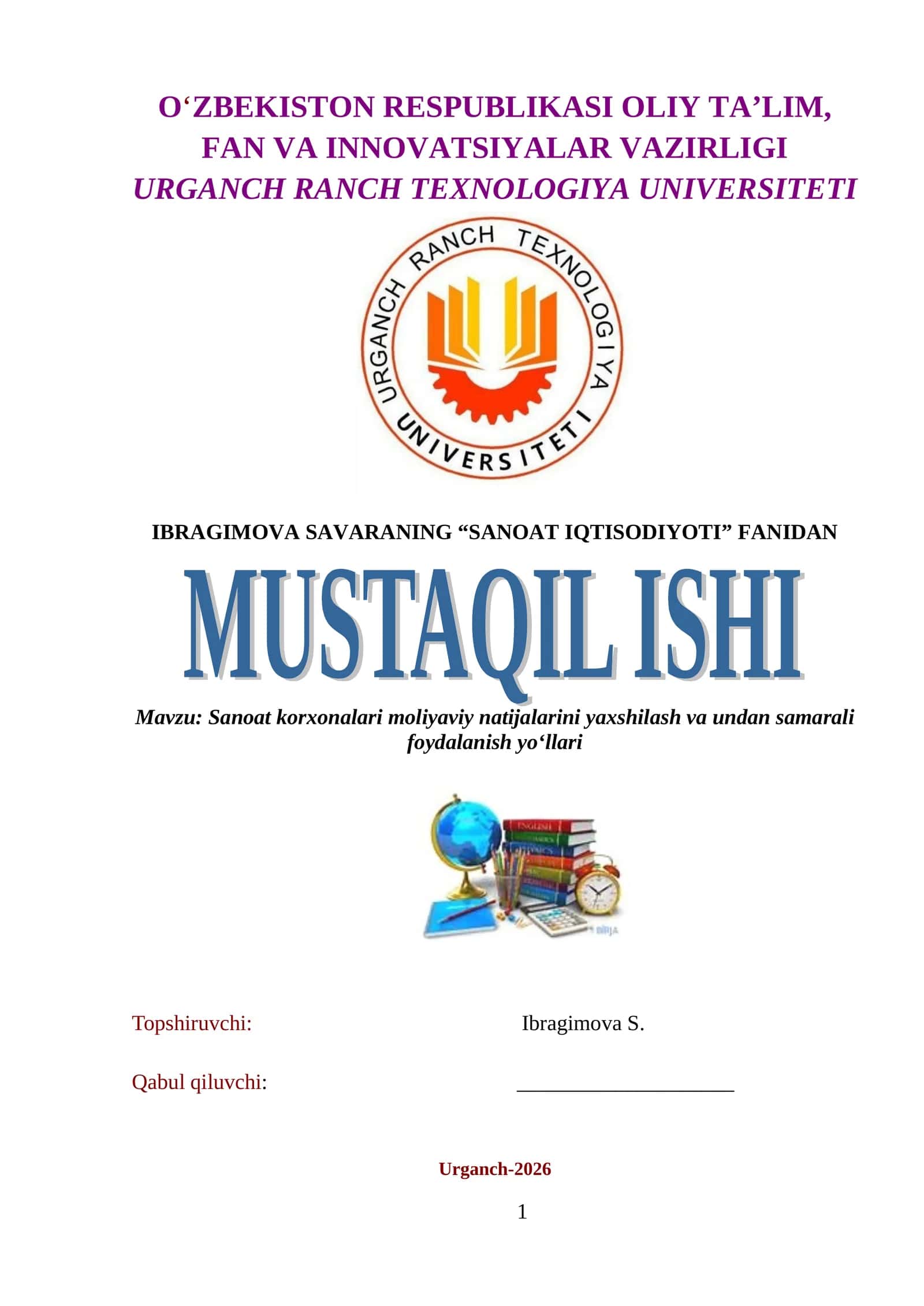 Sanoat korxonalari moliyaviy natijalarini yaxshilash va undan samarali foydalanish yoʻllari