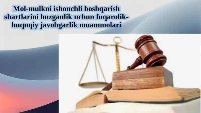 Mol-mulkniishonchliboshqarish shartlari