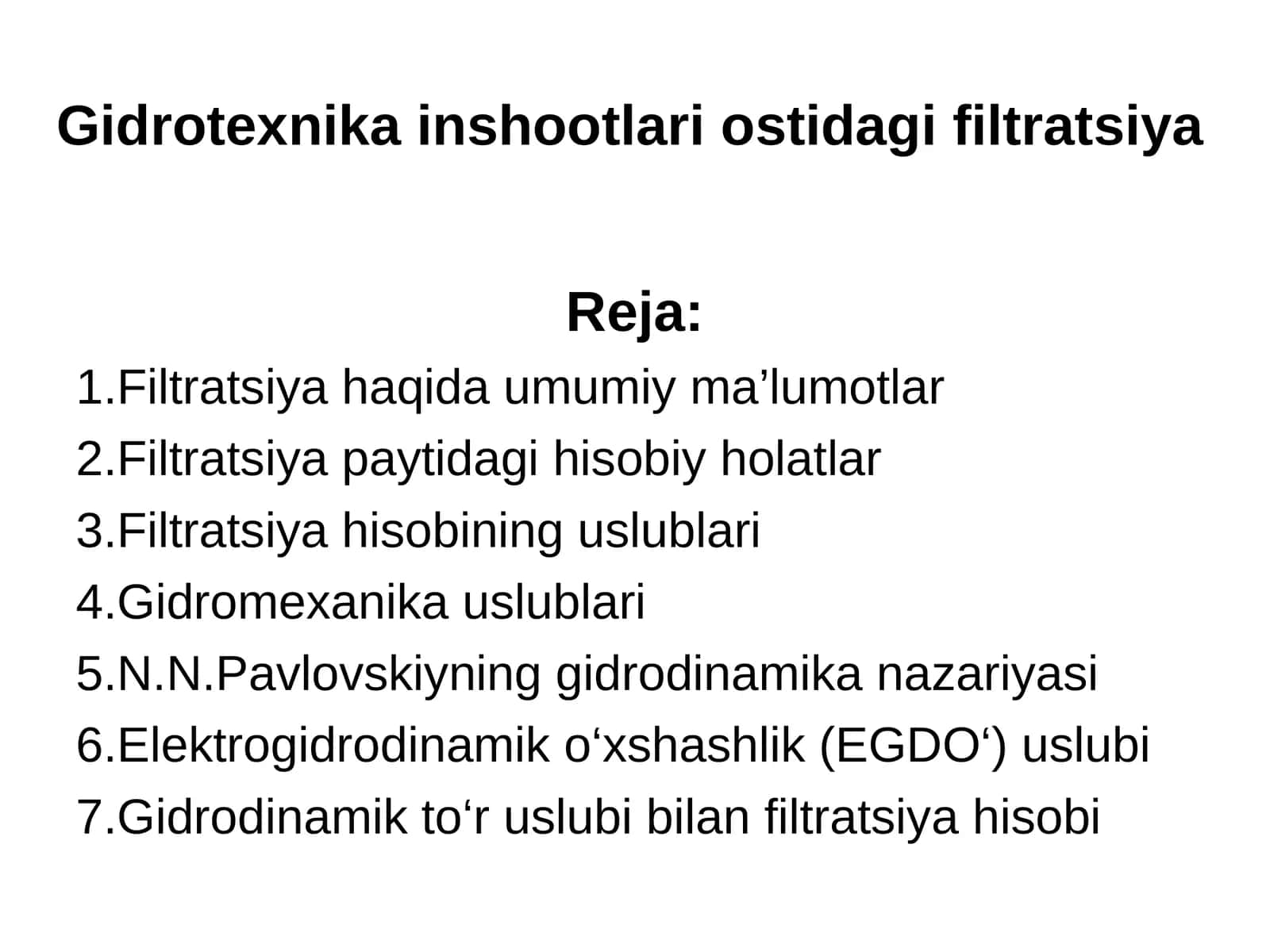 Gidrotexnika inshootlari ostidagi filtratsiya