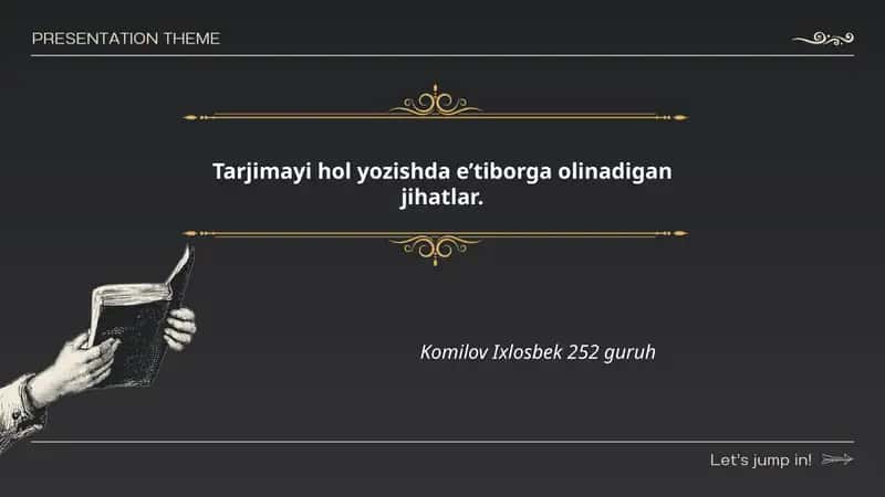 Tarjimayi hol yozishda e’tiborga olinadigan jihatlar
