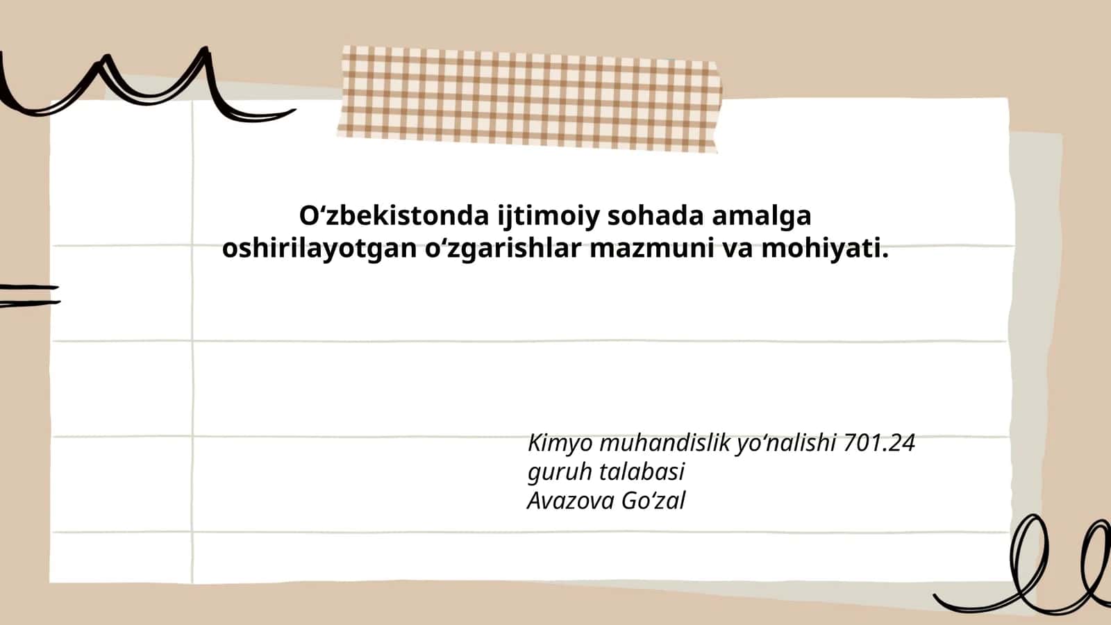 Kimyo muhandislik yoʻnalishi 701.24 guruh talabasi