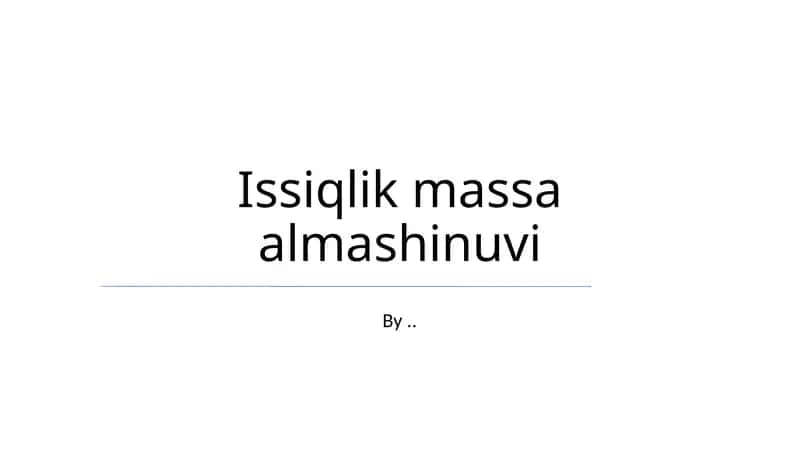 Issiqlik massa almashinuvi