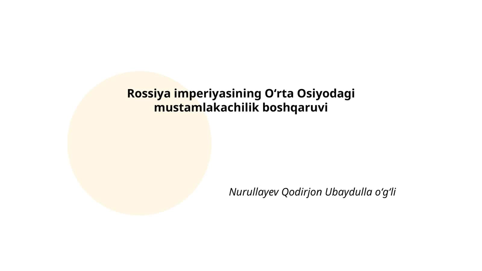 Rossiya imperiyasining Oʻrta Osiyodagi mustamlakachilik boshqaruvi