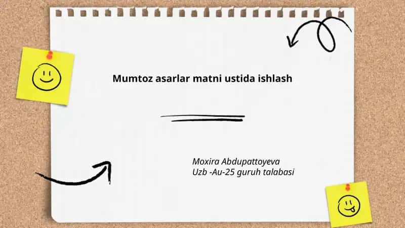 Mumtoz asarlar matni ustida ishlash