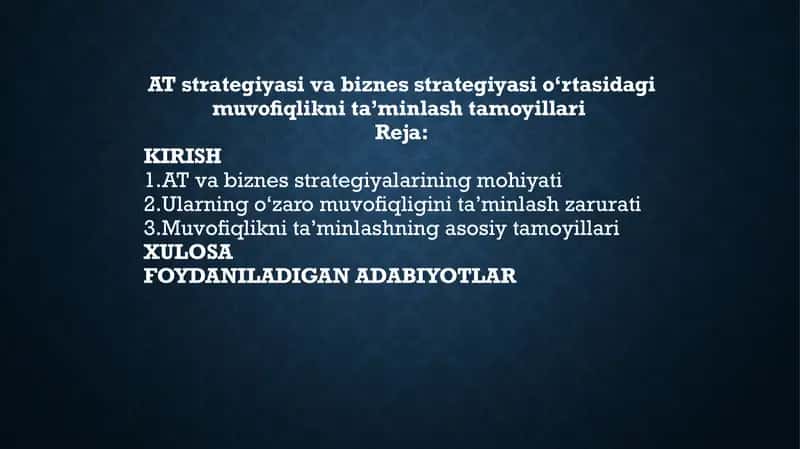 Biznes va AT strategiyasi