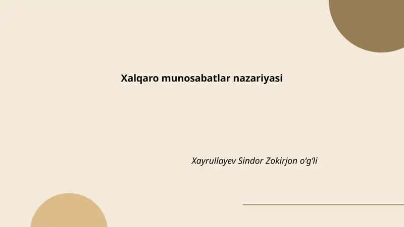 Xalqaro munosabatlar nazariyasi