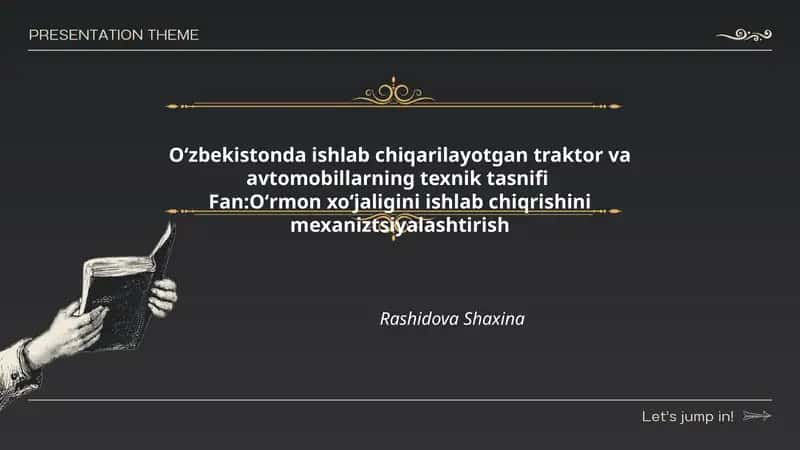Oʻzbekistonda ishlab chiqarilayotgan traktor va avtomobillarning texnik tasnifi