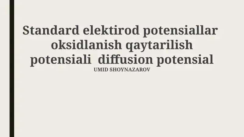 Standart Elektrod Potensiallari