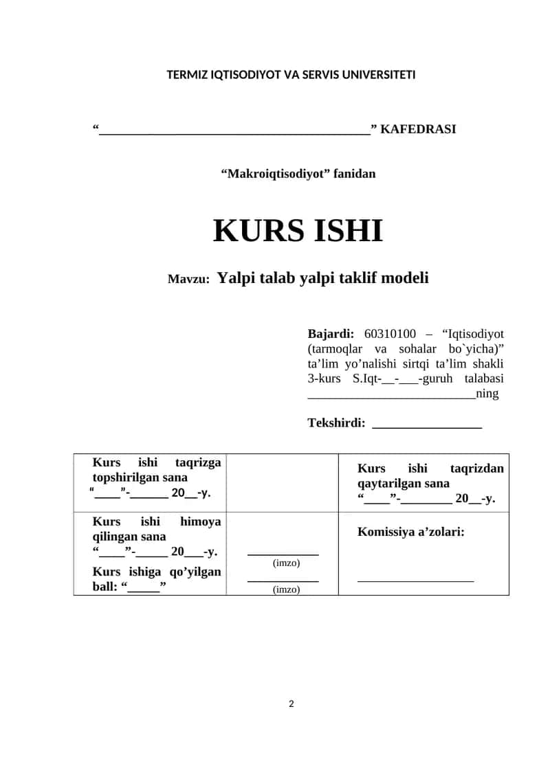 Yalpi talab yalpi taklif modeli